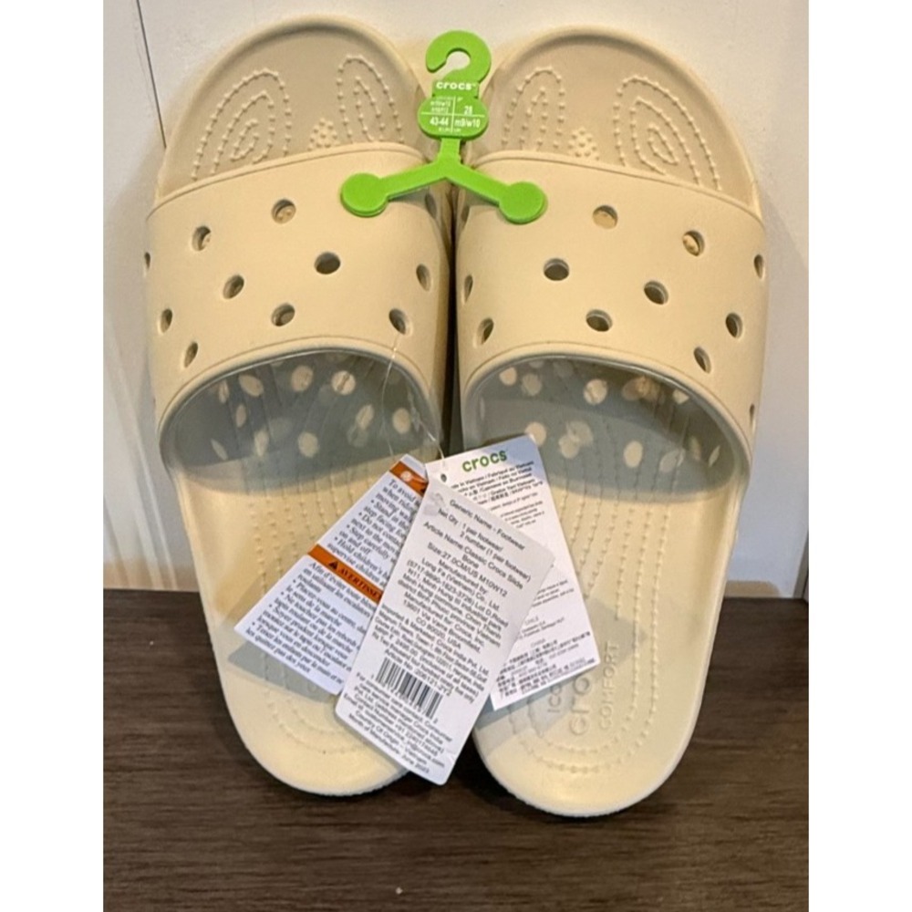 Crocs Classic Slide Bone M10 W12 NWT Unisex Comfort Slip-On Sandals
